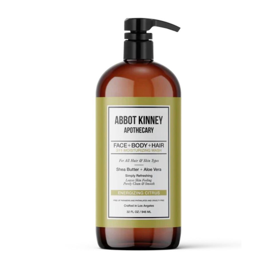 Abbot Kinney Apothecary Men's 3-in-1 Moisturizing Shampoo, Conditioner, and Body Wash - Energizing Citrus 32oz